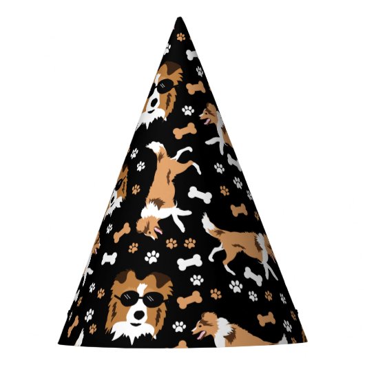 Shetland Sheepdog Shelties Pawprint Pattern Party Partyhütchen (Vorderseite)
