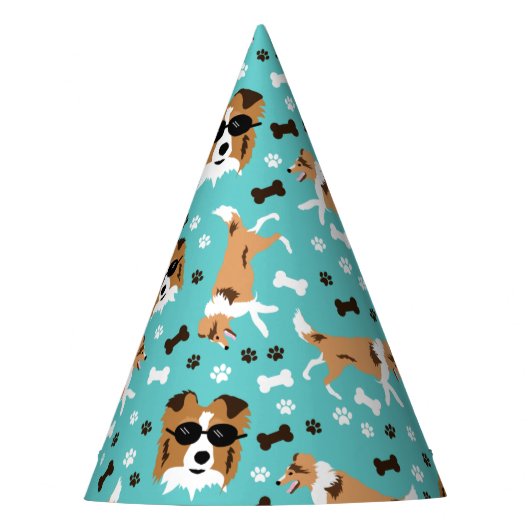 Shetland Sheepdog Shelties Pawprint Pattern Party Partyhütchen (Vorderseite)