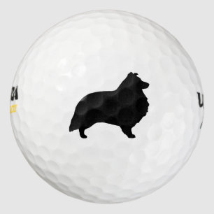 Shetland Sheepdog Silhouette Golfball