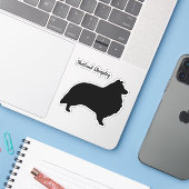 Shetland Sheepdog Silhouette Hund Vinyl Sticker (Laptop mit iPhone)