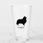 Shetland Sheepdog Silhouette Sheltie Dog Custom Glas (Vorderseite)