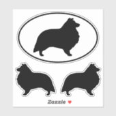 Shetland Sheepdog Silhouetten Vinyl Sticker Set (Blatt)