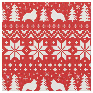 Shetland Sheepdog Silhouetten Weihnachtsgeschirr Stoff