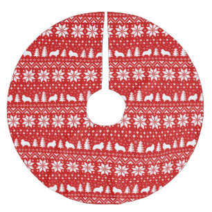 Shetland Sheepdog Silhouetten Weihnachtsmuster Polyester Weihnachtsbaumdecke