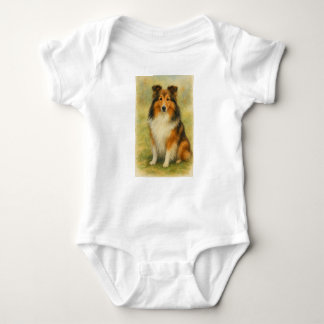 Shetland Sheepdog Sitting Watercolor Baby Strampler