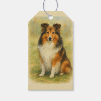 Shetland Sheepdog Sitting Watercolor Geschenkanhänger