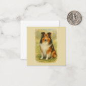 Shetland Sheepdog Sitting Watercolor Mitteilungskarte (Vorderseite/Rückseite Beispiel)