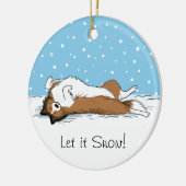 Shetland Sheepdog Snow Dog - Sheltie Holiday Keramikornament (Links)