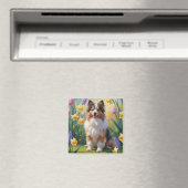 Shetland Sheepdog Spring Flowers Malerei Magnet (In Situ (Geschirrspüler))