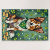 Shetland Sheepdog St Patrick’s Day Glückshund Puzzle (Horizontal)