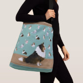 Shetland Sheepdog Tri Sheltie, Green & Brown Large Tragetaschen Mit Langen Trägern (Von Nahem)