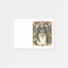 Shetland Sheepdog Tricolor Sheltie Vintage Floral Post-it Klebezettel