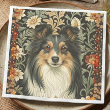 Shetland Sheepdog Tricolor Sheltie Vintage Floral