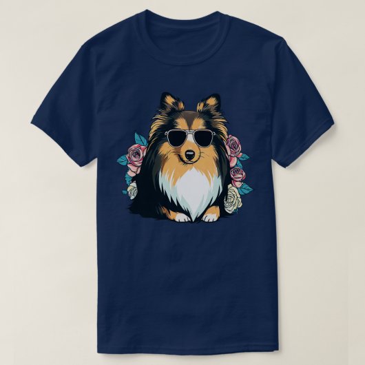 Shetland Sheepdog und Blume T-Shirt (Design vorne)