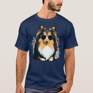 Shetland Sheepdog und Blume T-Shirt
