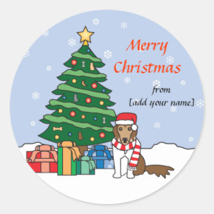 Shetland Sheepdog und Weihnachtsbaum Runder Aufkleber