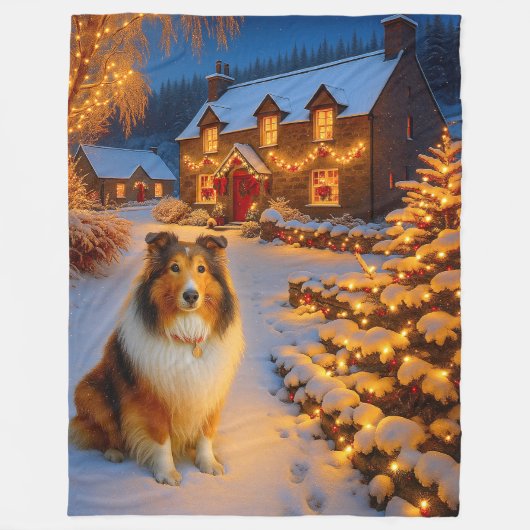 Shetland Sheepdog Urlaub  Fleecedecke (Vorderseite)