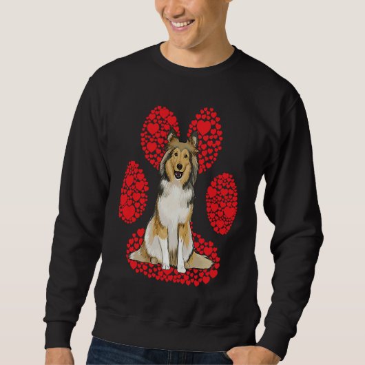Shetland Sheepdog Valentines Day Dog Love Paw Sweatshirt (Vorderseite)