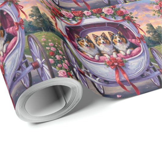 Shetland Sheepdog Valentine's Day Geschenkpapier (Rolleneckpunkt)