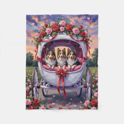 Shetland Sheepdog Valentinstag Fleecedecke (Vorderseite)