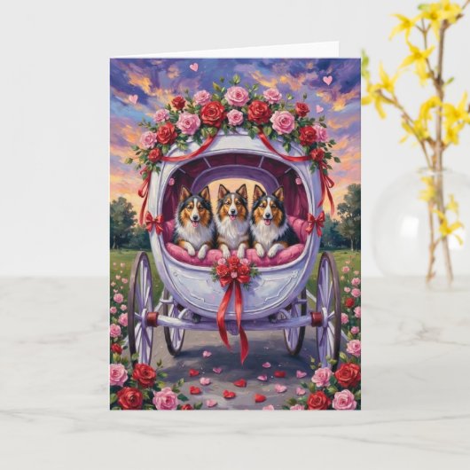 Shetland Sheepdog Valentinstag  Karte (Gelbe Blume)