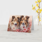 Shetland Sheepdog Valentinstag Karte (Gelbe Blume)