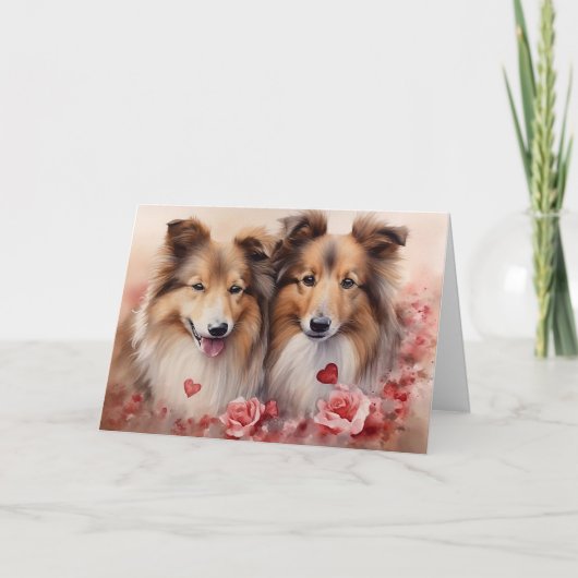 Shetland Sheepdog Valentinstag Karte (Vorderseite)