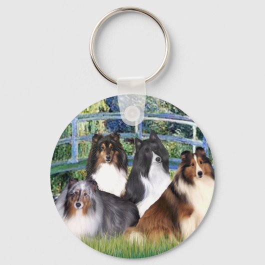 Shetland Sheepdog (vier) - Bridge Schlüsselanhänger (Vorderseite)
