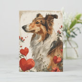 Shetland sheepdog Vintag Valentinstag Feiertagskarte (Stehend Vorderseite)