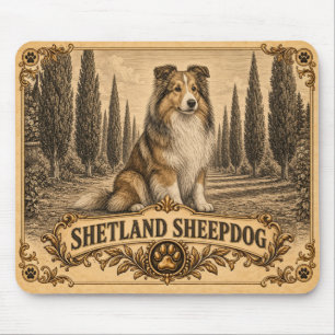 Shetland Sheepdog, Vintage Heritage Hund Mousepad