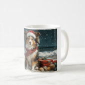 Shetland Sheepdog Vintager Strand Kaffeetasse (VorderseiteRechts)