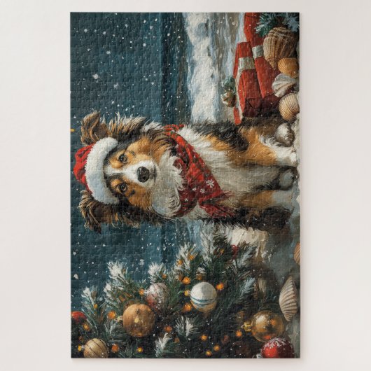 Shetland Sheepdog Vintager Strand Puzzle (Vertikal)
