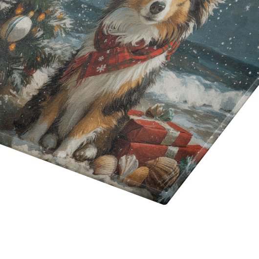 Shetland Sheepdog Vintager Strand Schneidebrett (Ecke)