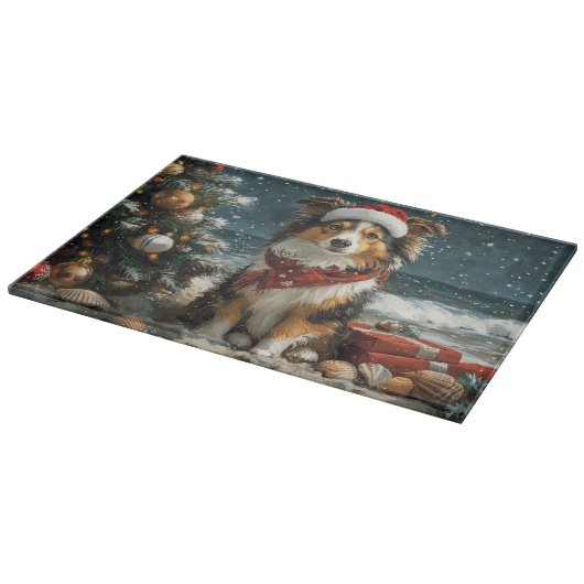 Shetland Sheepdog Vintager Strand Schneidebrett (Ecke)