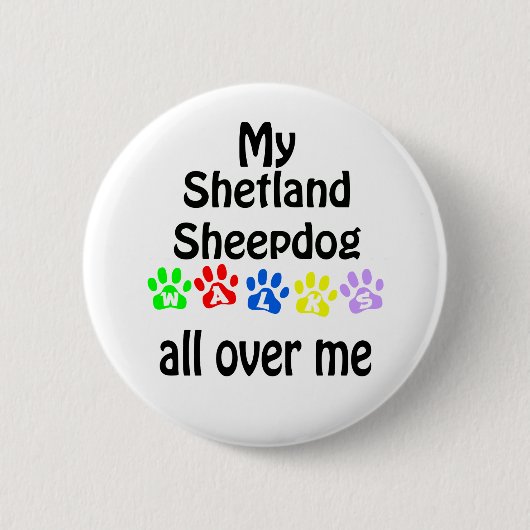 Shetland Sheepdog Walking Design Button (Vorderseite)