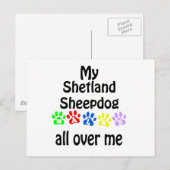 Shetland Sheepdog Walking Design Postkarte (Vorne/Hinten)