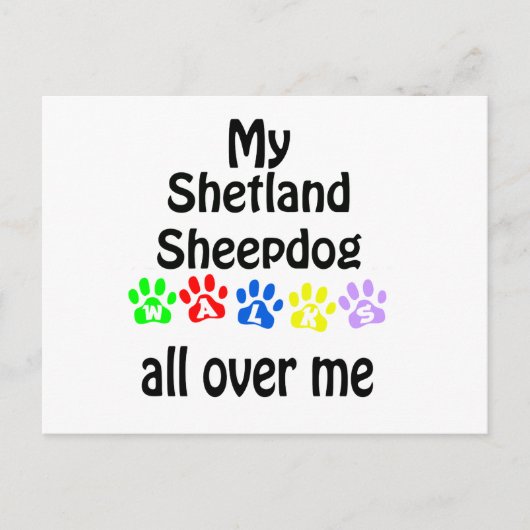 Shetland Sheepdog Walking Design Postkarte (Vorderseite)
