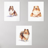 Shetland Sheepdog Wall Art, Sheltie Puppy Art Bilderwand Sets (Vorderseite)
