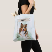 Shetland Sheepdog Watercolor Personalized Dog Tasche (Von Nahem)