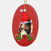 Shetland Sheepdog Weihnachten Keramik Ornament (Links)