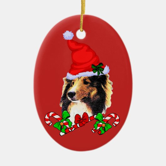 Shetland Sheepdog Weihnachten Keramik Ornament (Vorne)
