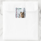 Shetland Sheepdog Weihnachten Quadratischer Aufkleber (Tasche)