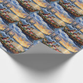 Shetland Sheepdog Weihnachtsboot Urlaub Geschenkpapier (Ecke)
