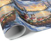 Shetland Sheepdog Weihnachtsboot Urlaub Geschenkpapier (Rolleneckpunkt)