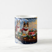 Shetland Sheepdog Weihnachtsboot Urlaub Kaffeetasse (Mittel)