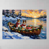 Shetland Sheepdog Weihnachtsboot Urlaub Poster (Vorne)