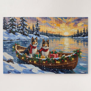 Shetland Sheepdog Weihnachtsboot Urlaub Puzzle