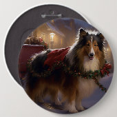 Shetland Sheepdog Weihnachtsfeiertage Button (Vorne & Hinten)