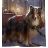Shetland Sheepdog Weihnachtsfeiertage Duschvorhang (Vorderseite)