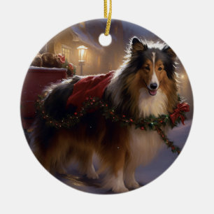 Shetland Sheepdog Weihnachtsfeiertage Keramik Ornament